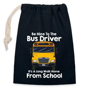 Be Nice To Bus Driver - Verschließbarer Geschenkbeutel aus Baumwolle (14x20cm) - Navy - Vorne