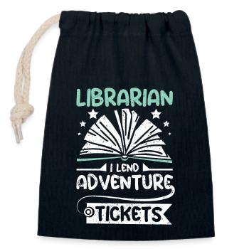 Librarian I lend adventure tickets - Closable cotton gift bag (14x20cm) - navy - Front