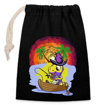 Aventure Loisirs Pêche Dragon Enfant Pêcheur Bateau - Sac cadeau en coton avec cordon (14 x 20 cm) - noir - Devant