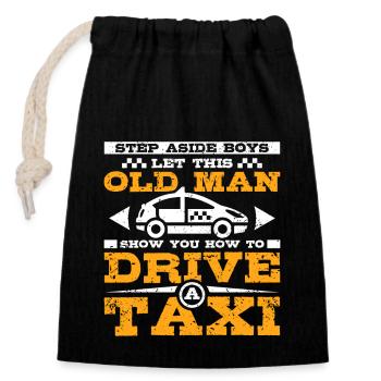 Laissez ce vieil homme vous montrer comment conduire un taxi - Sac cadeau en coton avec cordon (14 x 20 cm) - noir - Devant