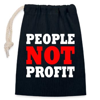 People not profit - Closable cotton gift bag (14x20cm) - navy - Front