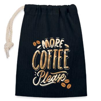 More-Coffee-Please, drôle de buveur de café disant - Sac cadeau en coton avec cordon (14 x 20 cm) - bleu marine - Devant