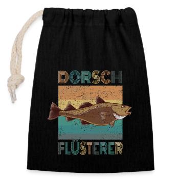 Dorsch Flüsterer Hochseeangeln In Norwegen Retro - Verschließbarer Geschenkbeutel aus Baumwolle (14x20cm) - Schwarz - Vorne