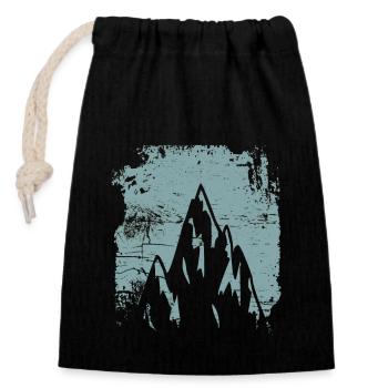 Montagnes Retro Design - Sac cadeau en coton avec cordon (14 x 20 cm) - noir - Devant