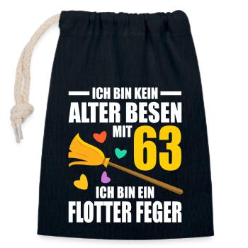 Alter Besen Junger Feger 63 Jahre 63. Geburtstag - Verschließbarer Geschenkbeutel aus Baumwolle (14x20cm) - Navy - Vorne