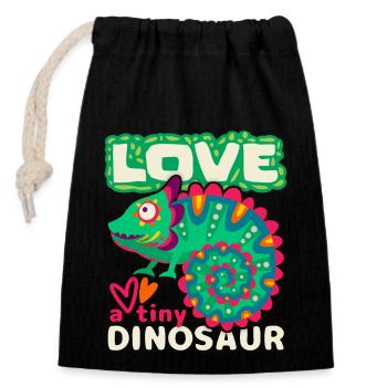 Caméléon, dicton drôle, petit dinosaure - Sac cadeau en coton avec cordon (14 x 20 cm) - noir - Devant