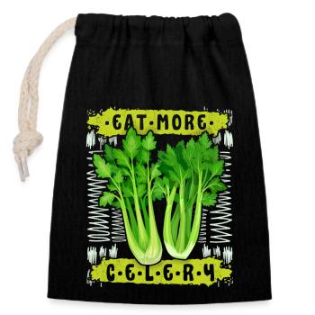 Celery, funny saying Eat-More-Celery - Closable cotton gift bag (14x20cm) - black - Front
