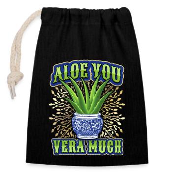 Valentine's Day, Love-Love Aloe Vera funny saying - Closable cotton gift bag (14x20cm) - black - Front