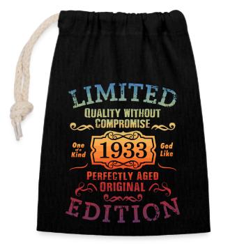 Anniversaire 1933 Édition Limitée Cadeau Occasion Cool - Sac cadeau en coton avec cordon (14 x 20 cm) - noir - Devant