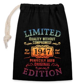 Anniversaire 1947 Édition Limitée Cadeau Occasion Cool - Sac cadeau en coton avec cordon (14 x 20 cm) - noir - Devant