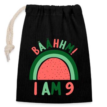 9 years old Rainbow Rainbow 9th birthday - Closable cotton gift bag (14x20cm) - black - Front