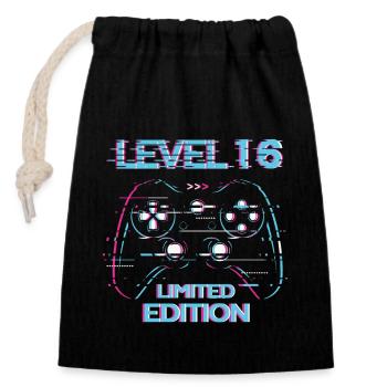 Geburtstag Level 16 Gaming Limited Edition Gamer - Verschließbarer Geschenkbeutel aus Baumwolle (14x20cm) - Schwarz - Vorne