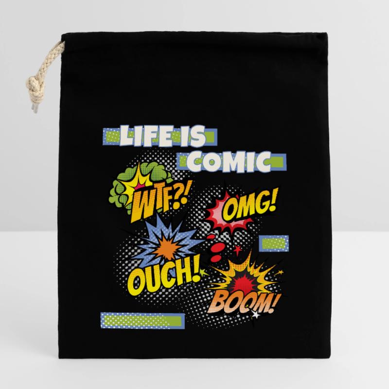 Comic, Comic-Strips, lustiger Spruch Comicstyle Verschließbarer Geschenkbeutel aus Baumwolle (14x20cm)