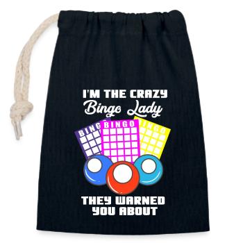 Crazy Bingo Lady - Verschließbarer Geschenkbeutel aus Baumwolle (14x20cm) - Navy - Vorne