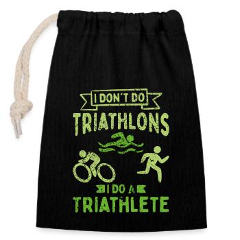 Triathlon Triathlet - Verschließbarer Geschenkbeutel aus Baumwolle (14x20cm) - Schwarz - Vorne