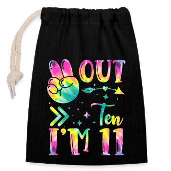 Peace Out Ten I'm 11 Tie Dye Geburtstag - Verschließbarer Geschenkbeutel aus Baumwolle (14x20cm) - Schwarz - Vorne