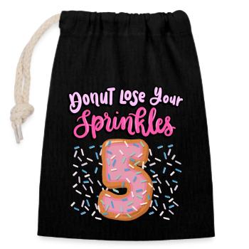 Donut Lose Your Sprinkles 5th Birthday | Doughnut - Closable cotton gift bag (14x20cm) - black - Front