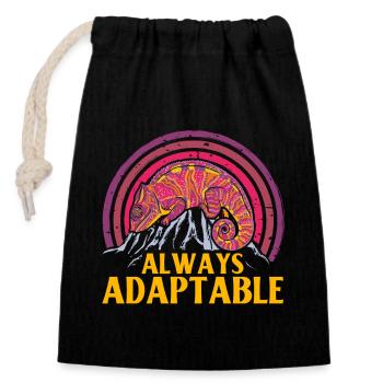 Always adaptable - Closable cotton gift bag (14x20cm) - black - Front