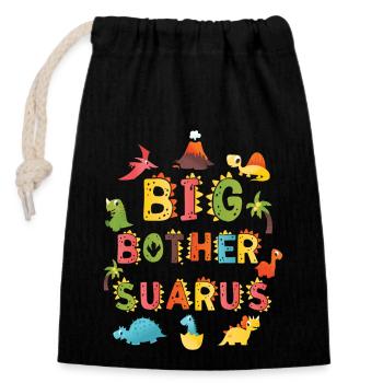 Brother Saurus | Dinosaur Birthday | - Closable cotton gift bag (14x20cm) - black - Front