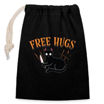 Câlins gratuits, chat d’horreur effrayant avec - Sac cadeau en coton avec cordon (14 x 20 cm) - noir - Devant