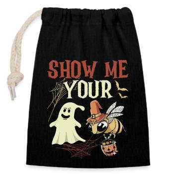 Show Me Your Ghost Bee Halloween Costume - Closable cotton gift bag (14x20cm) - black - Front