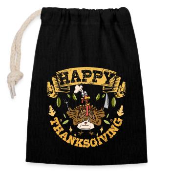 Joyeux Thanksgiving - Sac cadeau en coton avec cordon (14 x 20 cm) - noir - Devant