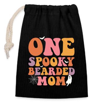 A ghostly, bearded mother - - Closable cotton gift bag (14x20cm) - black - Front