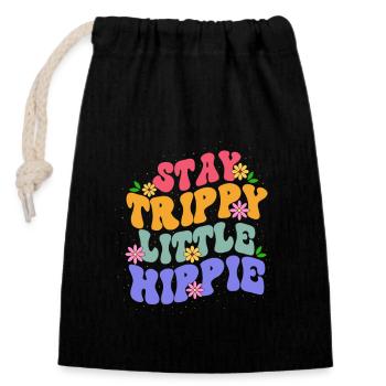Restez Trippy Little Hippie Floral-thème Coloré - Sac cadeau en coton avec cordon (14 x 20 cm) - noir - Devant
