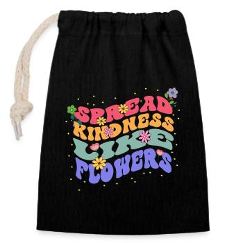 Répandre la gentillesse comme des fleurs fleurissent - Sac cadeau en coton avec cordon (14 x 20 cm) - noir - Devant