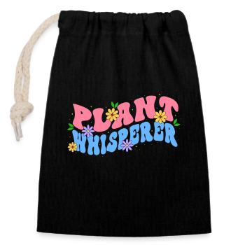 Plant Whisperer Bloom Jardiniers sur le thème floral - Sac cadeau en coton avec cordon (14 x 20 cm) - noir - Devant