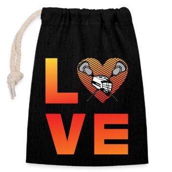 Lacrosse Love - Closable cotton gift bag (14x20cm) - black - Front