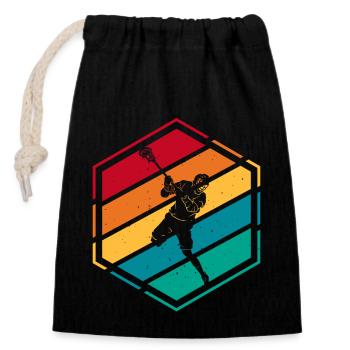 Lacrosse - Closable cotton gift bag (14x20cm) - black - Front