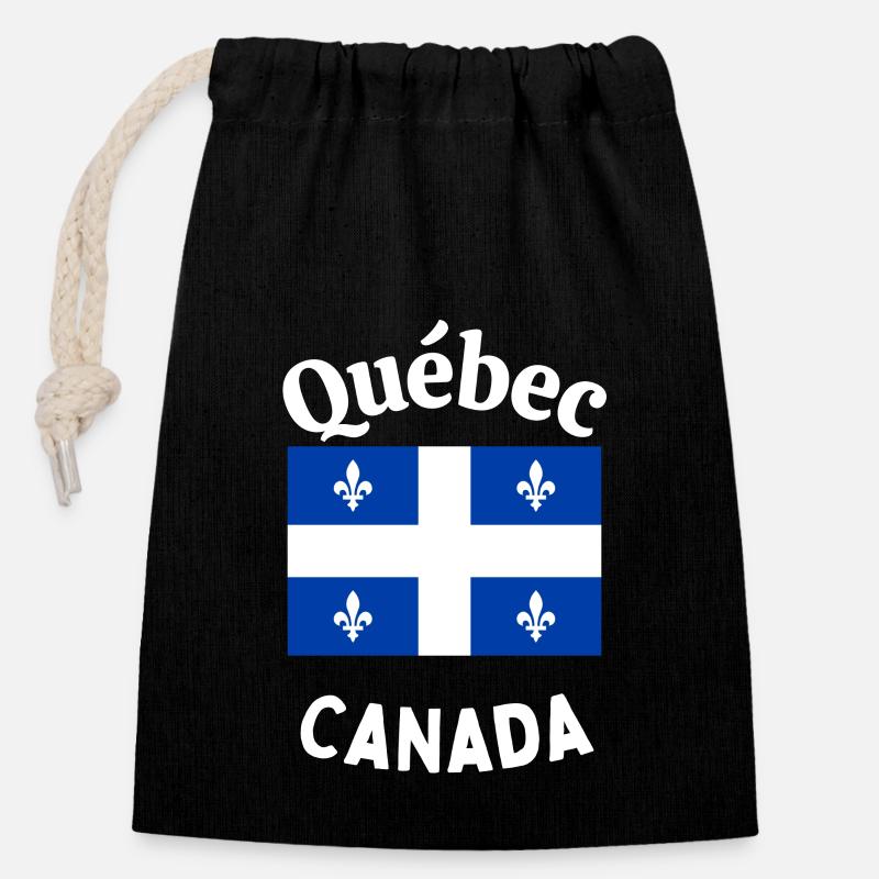 Quebec Canada - Verschließbarer Geschenkbeutel aus Baumwolle (14x20cm) - Schwarz
