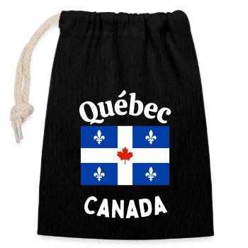 Quebec Canada Maple Leaf - Verschließbarer Geschenkbeutel aus Baumwolle (14x20cm) - Schwarz - Vorne