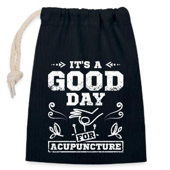 C’est une bonne journée pour l’acupuncture - Sac cadeau en coton avec cordon (14 x 20 cm) - bleu marine - Devant