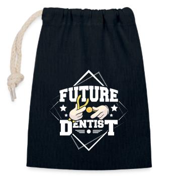 Futur dentiste - Sac cadeau en coton avec cordon (14 x 20 cm) - bleu marine - Devant