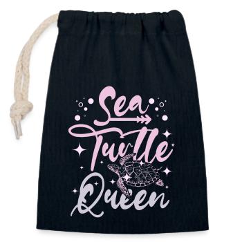 Reine des tortues de mer - Sac cadeau en coton avec cordon (14 x 20 cm) - bleu marine - Devant