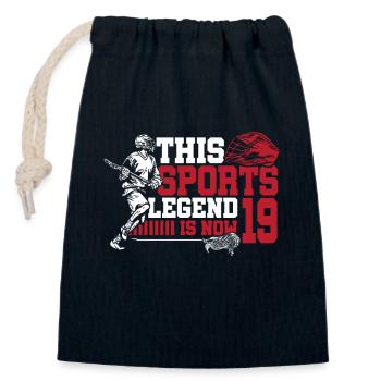 Cette légende du sport a maintenant 19 ans, match de crosse - Sac cadeau en coton avec cordon (14 x 20 cm) - bleu marine - Devant
