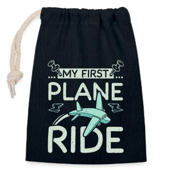 Mon premier voyage en avion - Sac cadeau en coton avec cordon (14 x 20 cm) - bleu marine - Devant