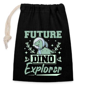Kids dinosaur future dino explorer - Closable cotton gift bag (14x20cm) - black - Front