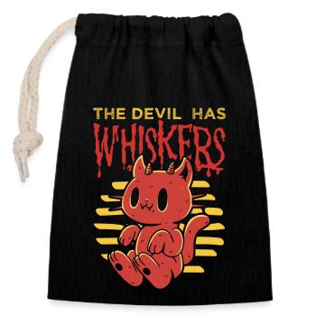 The Devil Has Whisker Demon Cat Halloween - Closable cotton gift bag (14x20cm) - black - Front