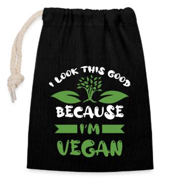 Go vegan lifestyle movement veganism bien-être animal - Sac cadeau en coton avec cordon (14 x 20 cm) - noir - Devant