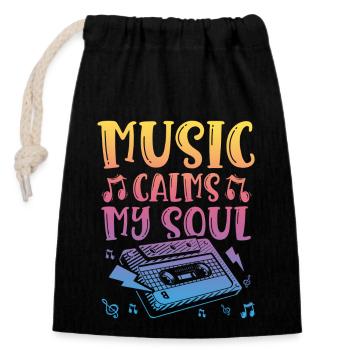 Music calms my soul Musical - Closable cotton gift bag (14x20cm) - black - Front