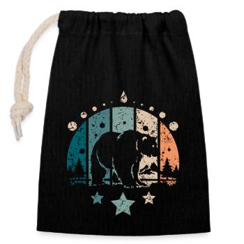 Retro Vintage Forest Ours polaire - Sac cadeau en coton avec cordon (14 x 20 cm) - noir - Devant