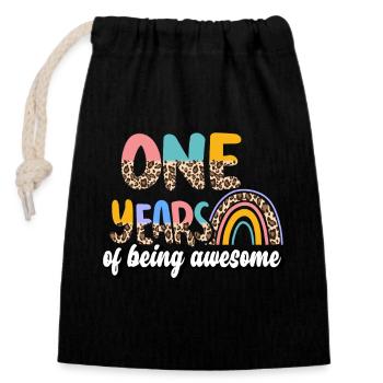 A Year of Being Awesome Animal Skin Pattern - Closable cotton gift bag (14x20cm) - black - Front