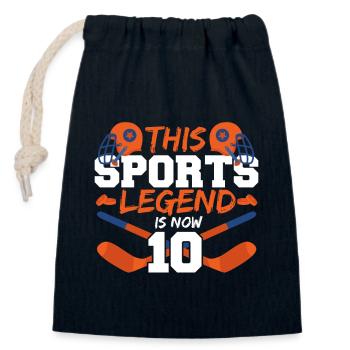 Cette légende sportive a maintenant 10 ans, match de hockey sur glace - Sac cadeau en coton avec cordon (14 x 20 cm) - bleu marine - Devant