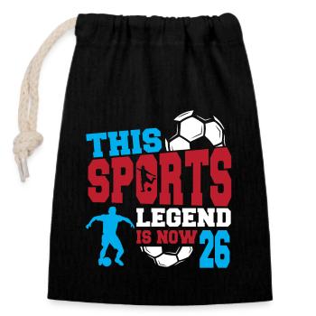 Cette légende sportive a maintenant 26 ans, match de football 26. - Sac cadeau en coton avec cordon (14 x 20 cm) - noir - Devant