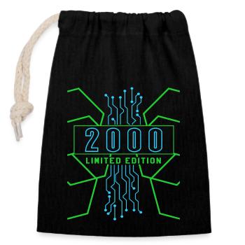 Anniversaire 2000 Gaming Édition Limitée Gamer - Sac cadeau en coton avec cordon (14 x 20 cm) - noir - Devant