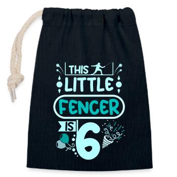 6th birthday this little fencer is 6 years old - Verschließbarer Geschenkbeutel aus Baumwolle (14x20cm) - Navy - Vorne