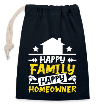 Happy family happy homeowner - Closable cotton gift bag (14x20cm) - navy - Front